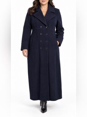 Vintage Worthington 100% Wool Navy Maxi Coat Plus Size Tall